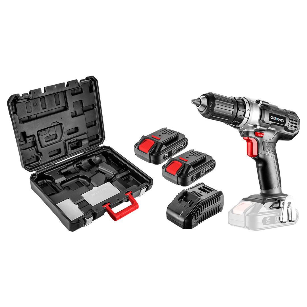 Дриль акумуляторний GRAPHITE Energy + 18 В, 2 акб 2 Ач, +зарядний (58G006-SET2)